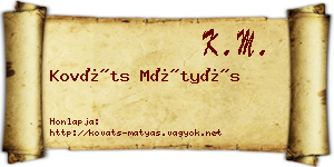 Kováts Mátyás névjegykártya